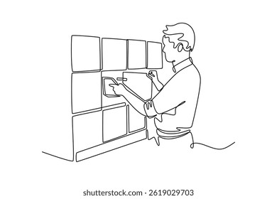 Travel locker concept. Single line draw design. Vector graphic illustration