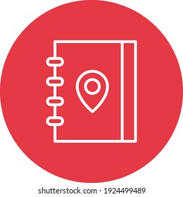 Travel log, notebook, pin icon vector image. Can also be used for Navigation. Suitable for use on web apps, mobile apps and print media.