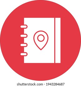 Travel log, notebook, pin icon vector image. Can also be used for Navigation. Suitable for use on web apps, mobile apps and print media.