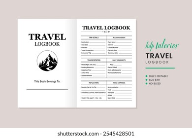 Travel Logbook Kdp Interior Template