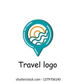  Travel logo, Abstract design of sun and sea icon. Vector illustration.