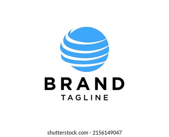 Travel Logo. Abstract Linear Flight Waves around World Globe isolated on White Background. Flat Vector Logo Design Template Element.