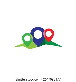 Travel logo in abstract style forming mountains and hot air balloon illustration