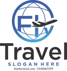 Logotipo de viaje, logotipo de agencia de viajes, concepto de logotipo de negocio de viajes.