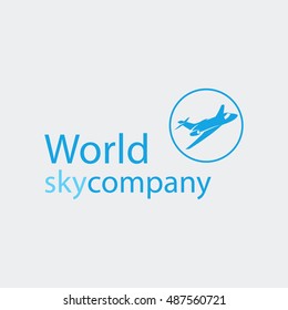Travel logo or airplane logo blue vector icon