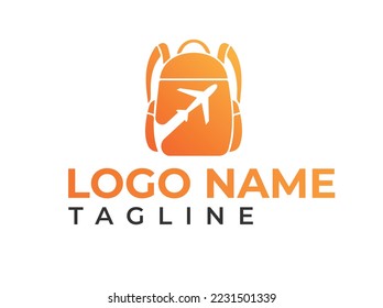 Travel logo with a backpack. Tour company logo design. Premium vector art. Unique design. backpack logo