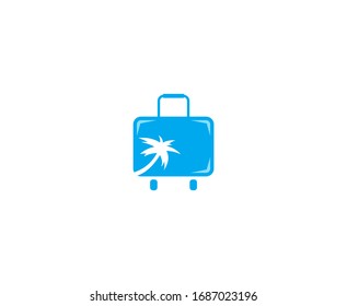Travel logo bag vacation palm vector icon 