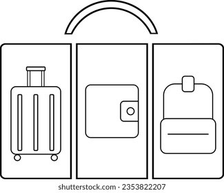 Travel logo. A briefcase including a backpack, a wallet and a suitcase.
