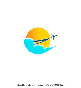 Travel logo with cloud and sun design 