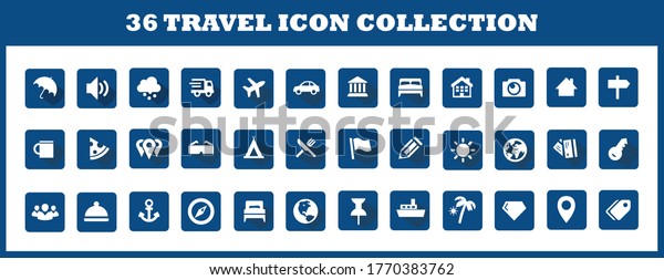 Travel logo collection for business purpose. Set\
of tourism icons in flat\
style.