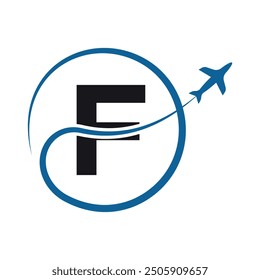 Travel Logo combine with letter F vector template