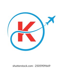 Travel Logo combine with letter K vector template