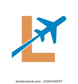 Travel Logo combine with letter L vector template