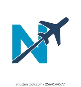 Travel Logo combine with letter N vector template