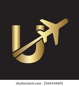 Travel Logo combine with letter U vector template