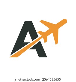 Travel Logo combine with letter A vector template