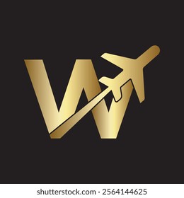 Travel Logo combine with letter W vector template