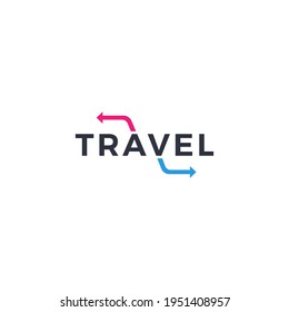 Travel logo concept with initial arrow back and go