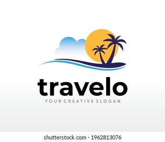 Travel logo design. Beach Logo Vector Inspiration
