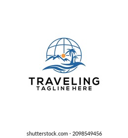 Vector de diseño de logotipo de viajes aislado en fondo blanco