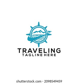 Vector de diseño de logotipo de viajes aislado en fondo blanco
