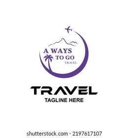 Travel Logo Design Template With Airplane and Tree.