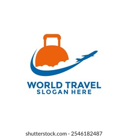 Travel Logo design template, Airplane and Travel Bag logo vector template