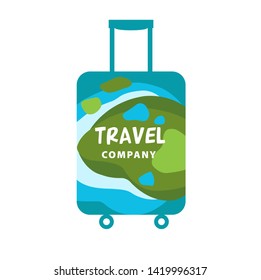 Travel logo design template. Concept vector icon, badge, sign for travel agency,  leisure center. Summer vacation symbol. Time to travel around world. Tourism logotype, emblem.