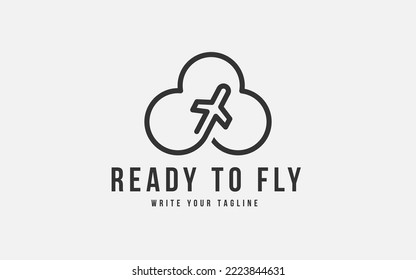 Travel Logo Design Template. Concepts For Cloud And Airplane. Travel Agencies, Tours, Tickets, Vacations. Minimal Logo Design.