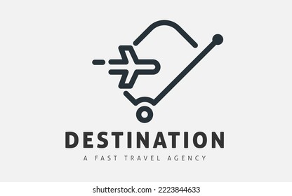 Travel Logo Design Template. Concepts For Luggage and airplane. Travel Agencies, Tours, Tickets, Vacations. Minimal Logo Design.