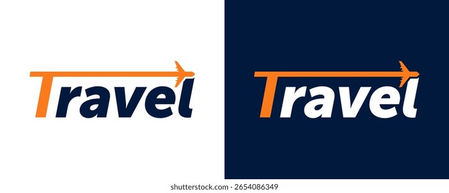 Modelo de design do logotipo de viagem. Simples Wordmark Viagem com seta Ilustração do vetor do projeto do logotipo.