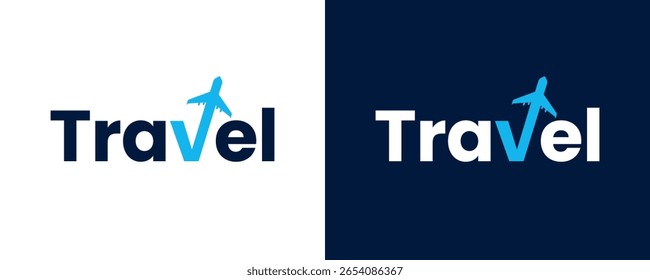 Modelo de design do logotipo de viagem. Simples Wordmark Viagem com seta Ilustração do vetor do projeto do logotipo.