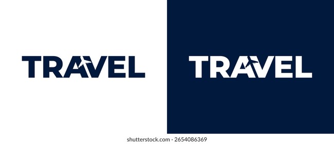 Modelo de design do logotipo de viagem. Simples Wordmark Viagem com seta Ilustração do vetor do projeto do logotipo.