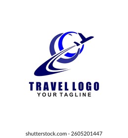 Travel Logo Design Template. Vector Icon of Travel by Airplane.	
