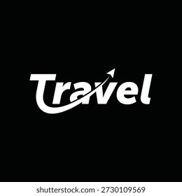 Design de logotipo de viagem, modelo de ícone de vetor de viagem de texto de tipografia