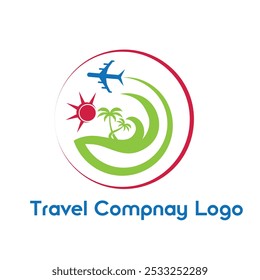 Travel Logo Design Vector Illustration , Vector Travel Logo Design good illustration for stickers, banners, icons and more ,Vacation typo graphy logo vector. With palm tree and a plane vector.