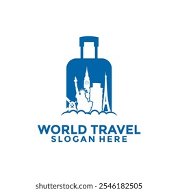 Travel Logo design vector template, Travel bag combinations  with tourism icons from various countries