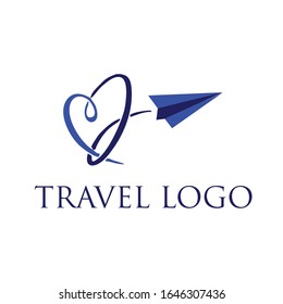 Travel Logo Designs Concept. Creative Travel Logo With Loveand Airplane Icon Vector