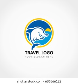 Travel Logo With Dolphin Icon
