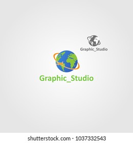 Travel Logo Earth with Airplane.