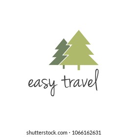 Travel Logo in flat style with two green trees