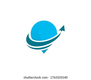Travel logo flight plane map pin vector icon 