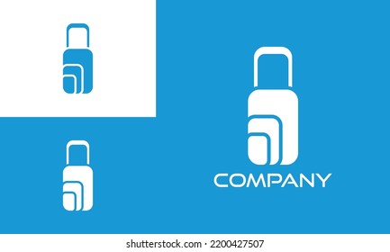 travel logo in the form of a travel bag on a blue background which is perfect for travel-related companies or travel support shops