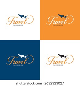 Travel logo with four options text wordmark set collection vector template design for travel agency