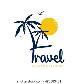 Travel logo, Hand drawn trip and tour logo