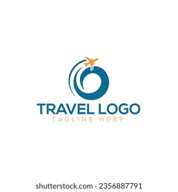 Travel logo. Heart and airplane. Vector illustration.
