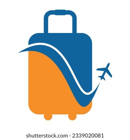 Travel logo. Holiday Airplane with bag Design Illustration.