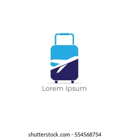 Travel logo, Holiday Airplane with bag Design Illustration, tour and tourism company logo vector