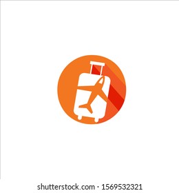 Travel logo, holidays, tourism, business trip company logo design. bag vector with airplane
