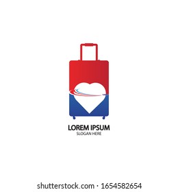Travel logo, holidays, tourism, business trip company logo design. bag vector with airplane